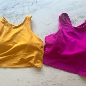 Set of 2- Athleta Conscious Crop Tops Medium C-DD magenta and mustard yellow